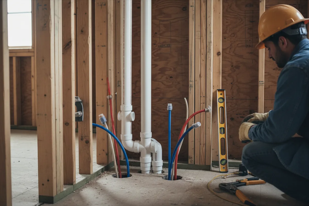 Drain and supply rough-in during Garbage Disposal Repair in Bowman