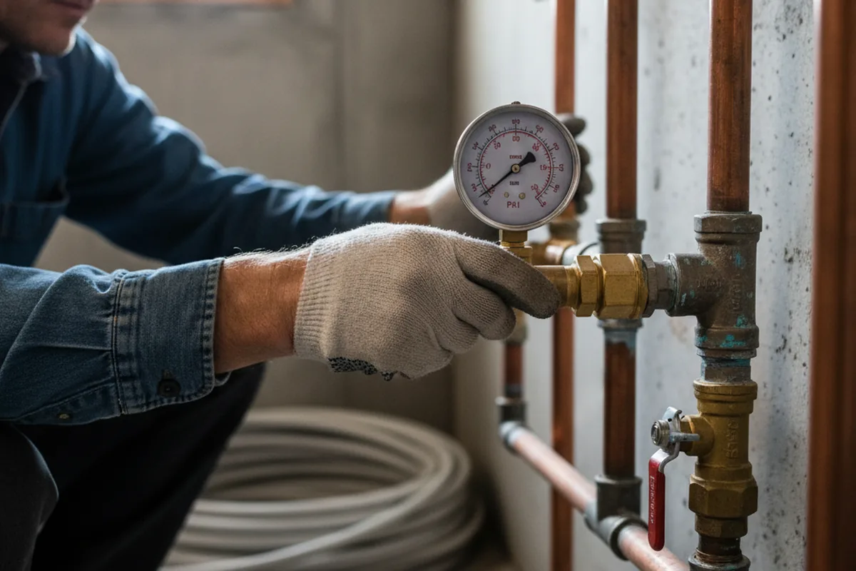 Pressure testing a repaired line during Water Line Repair in Bowman